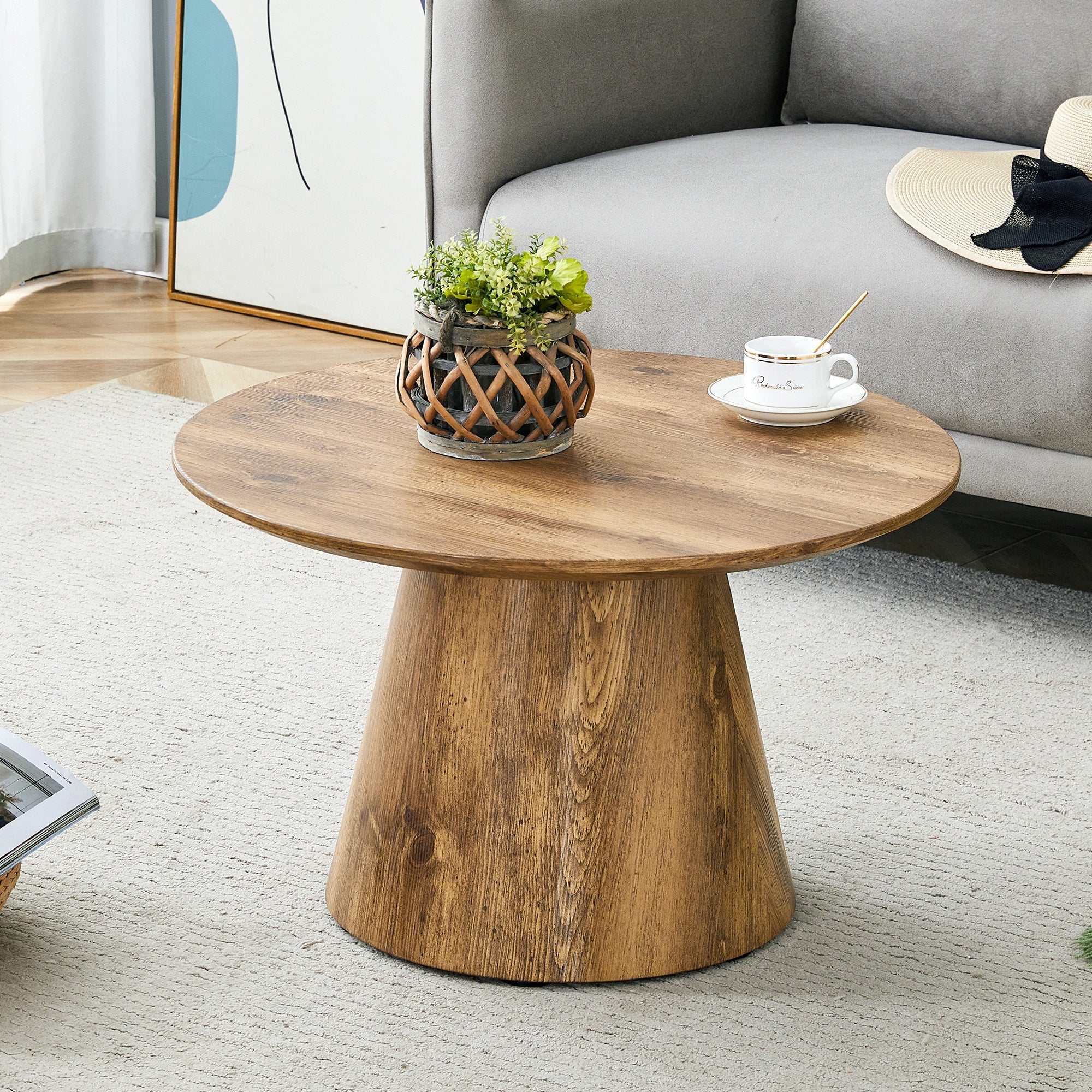 Round Coffee Table Center Table For Living Room Natural Wood Side Table Sofa Table End Table Tea Table