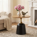 Round Coffee Table Natural Accent Table With Metal Base End Table Simple Side Table Sofa Table Tea Table
