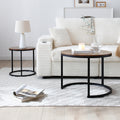 Round Coffee Table Nesting Table With Metal Legs Side Table Walnut End Table Sofa Table Accent Table