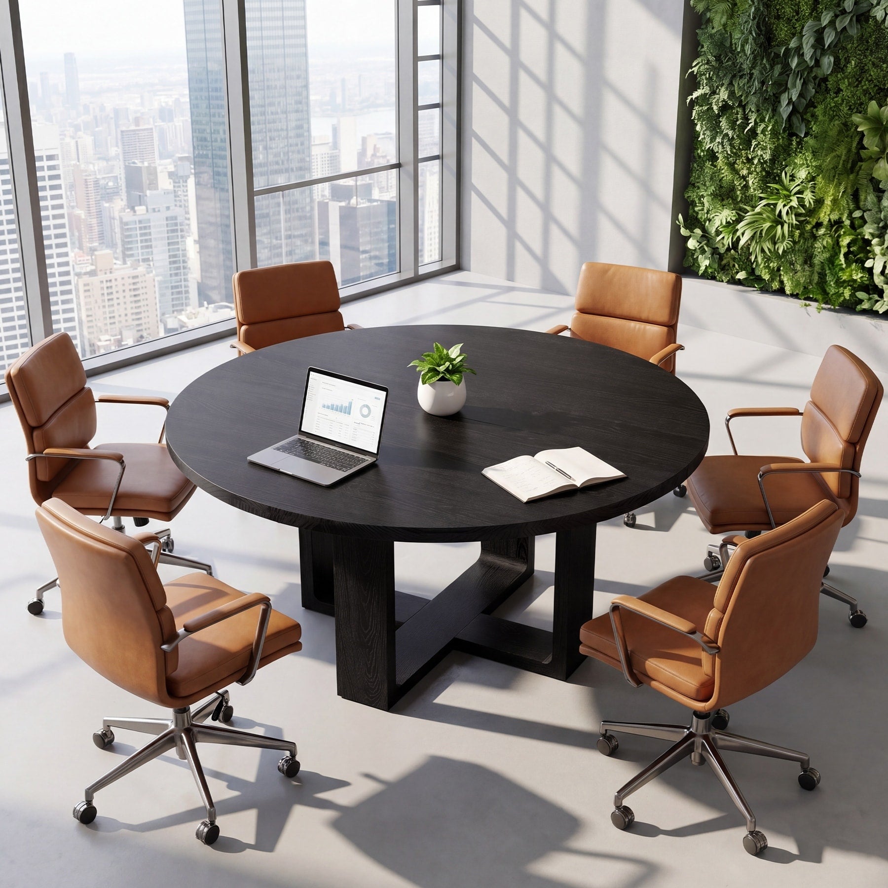 Round Conference Table For 6 47.24 Solid Wood Meeting Table Business Seminar Desk For Conference Room Home Office