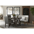 Round Dark Oak Dining Table With X Cross Sides