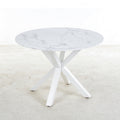 Round Dining Table For 4 6 People Kitchen Dining Table With Mdf Table Top Metal Cross Legs Mid Century Leisure Coffee Table