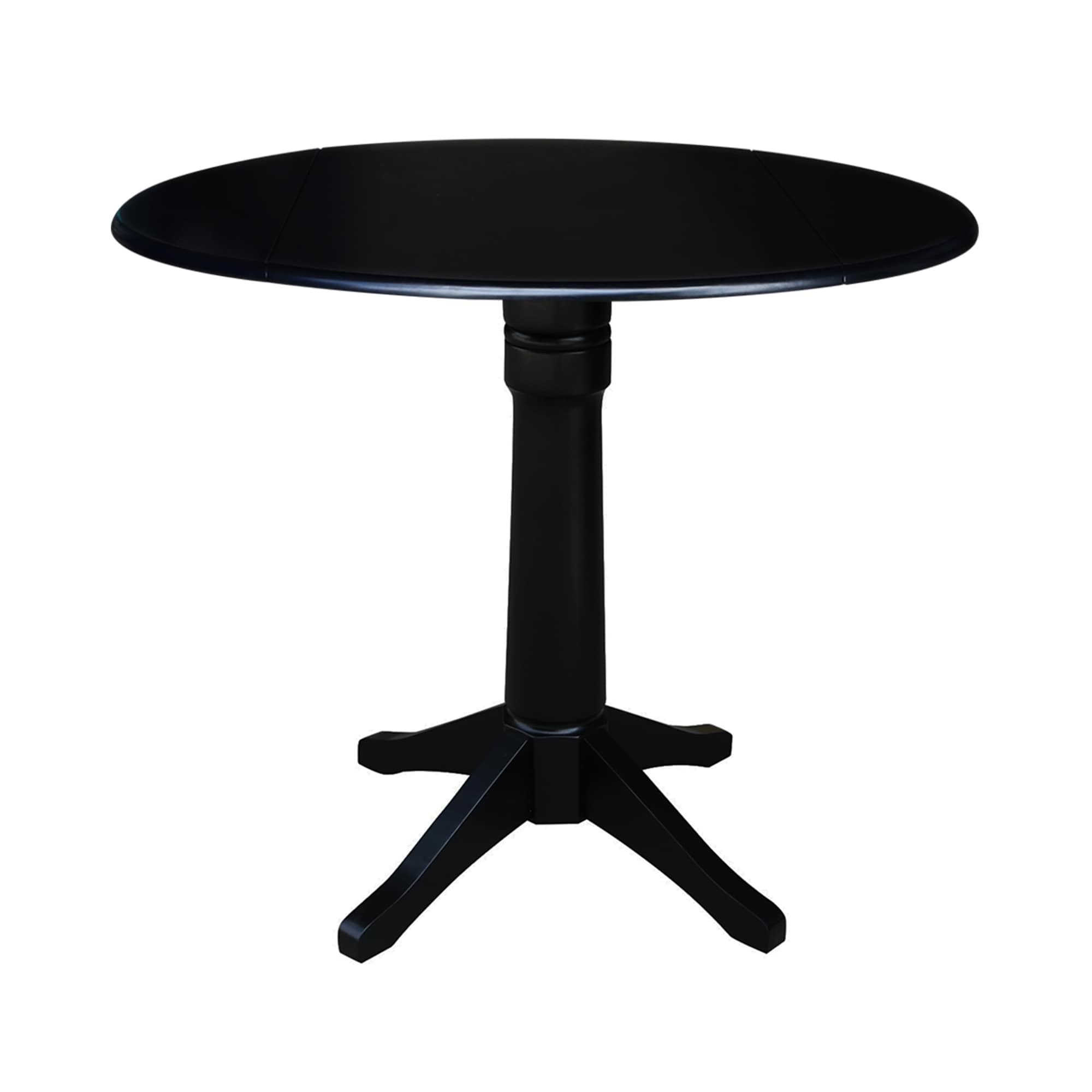 Round Dual Drop Leaf 42 Pedestal Table Black