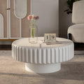 Round Fluted Storage Table With Lift Off Lid Sleek Texture Perfect For Modern Living