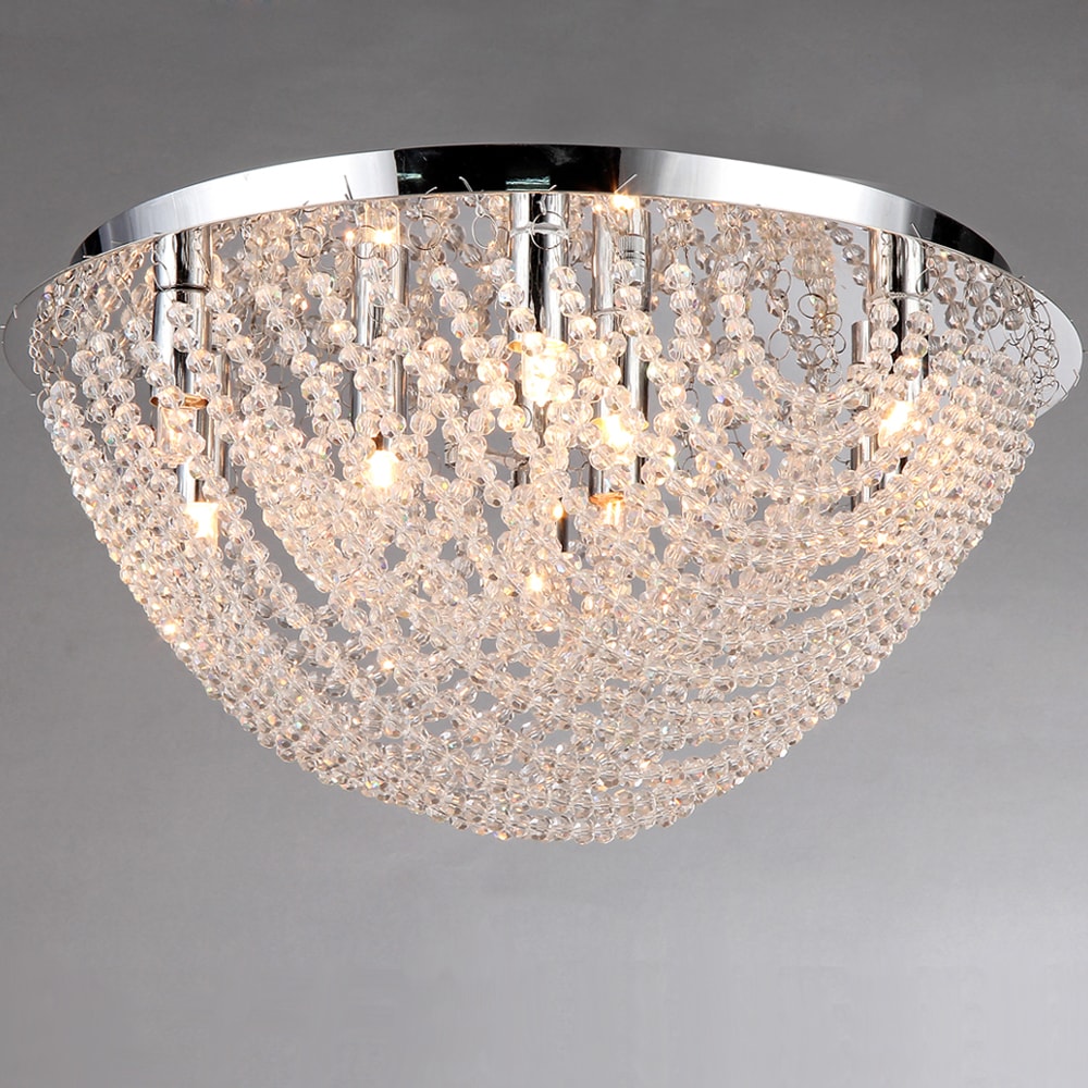 Round Loran Crystal Flush Mount 9 Light Fixture