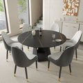 Round Marble Sintered Stone Table Top And Metal Legs 59 Kitchen Table Dinner Table For 8 People