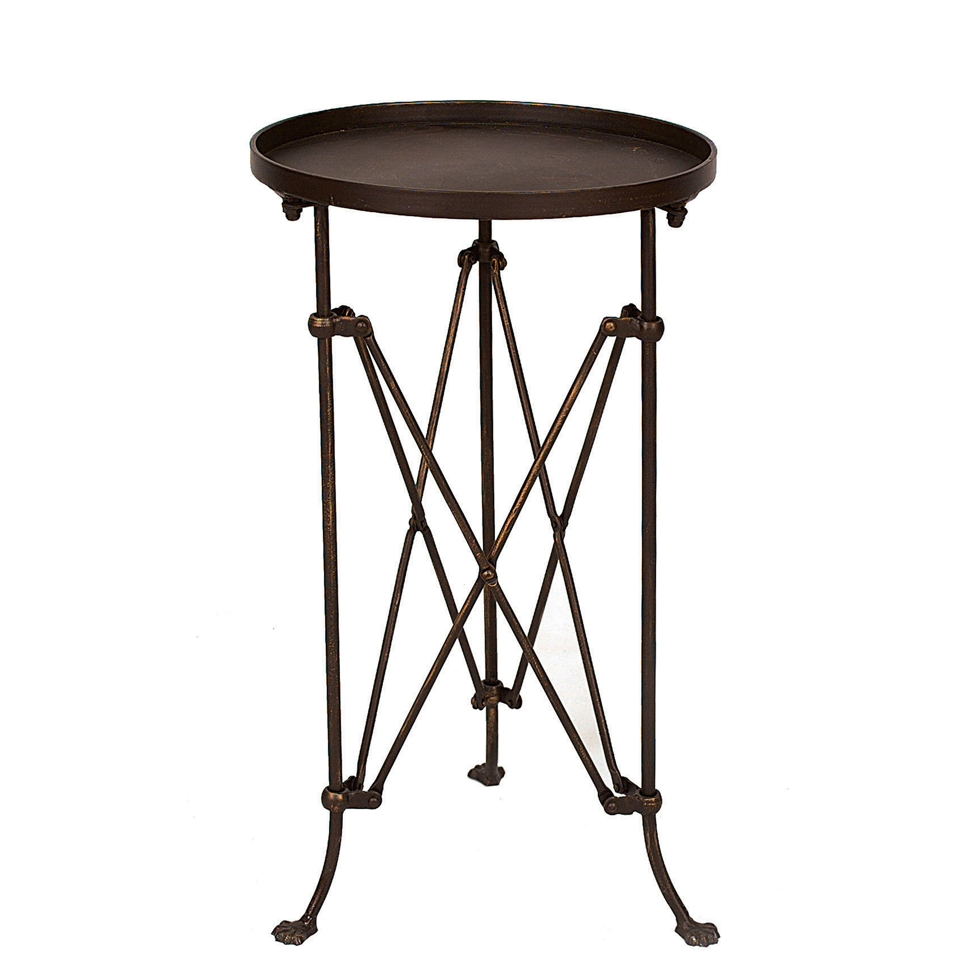 Round Tray Style Metal Accent Table