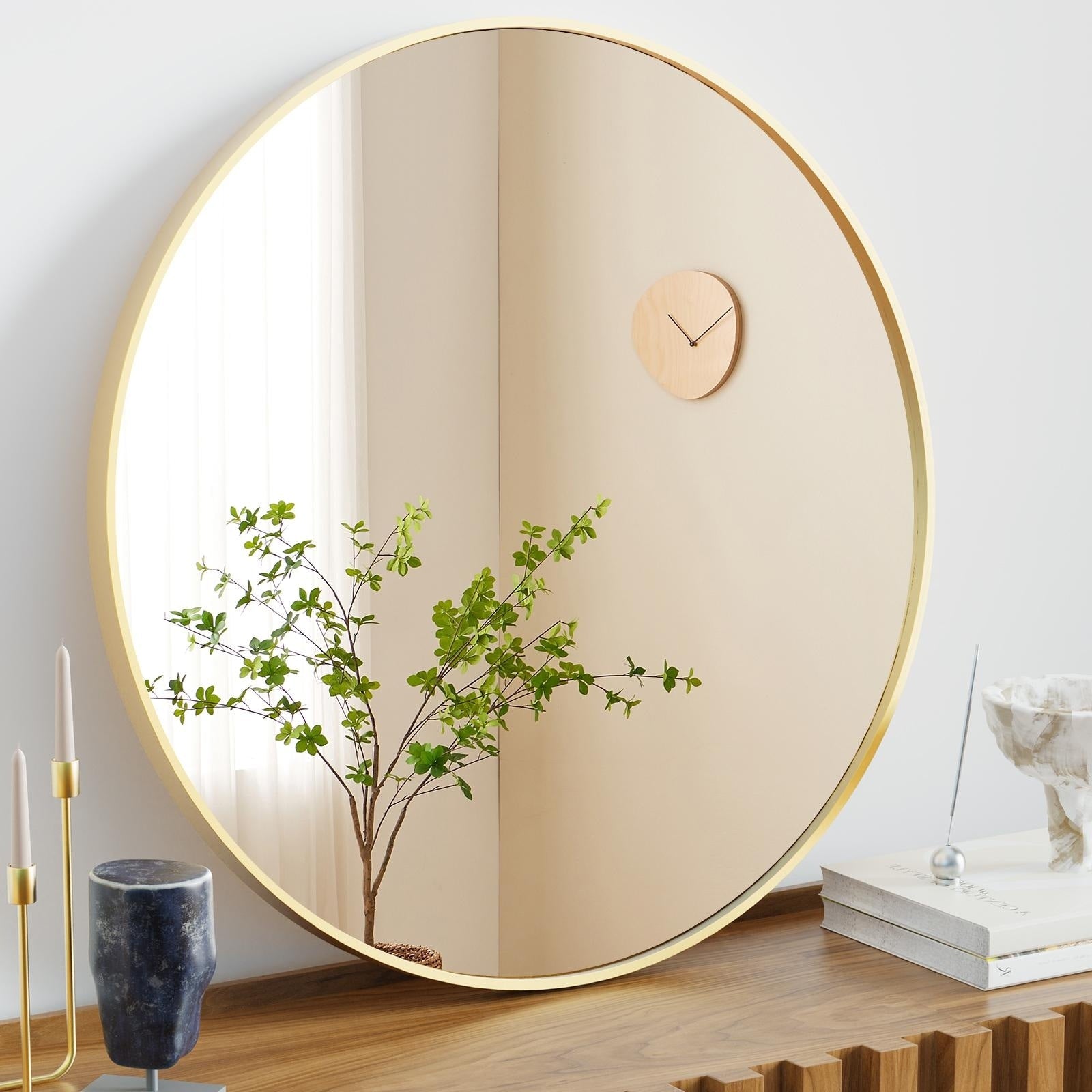 Round Mirror For Wall Decor Wall Mounted Circle Vanity Mirrors With Metal Frame Modern For Bathroom Living Room Entryway Bedroom