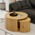 Round Nesting Table Coffee Table Set Of 2 For Living Room Side Table Minimalist Natural Center Table
