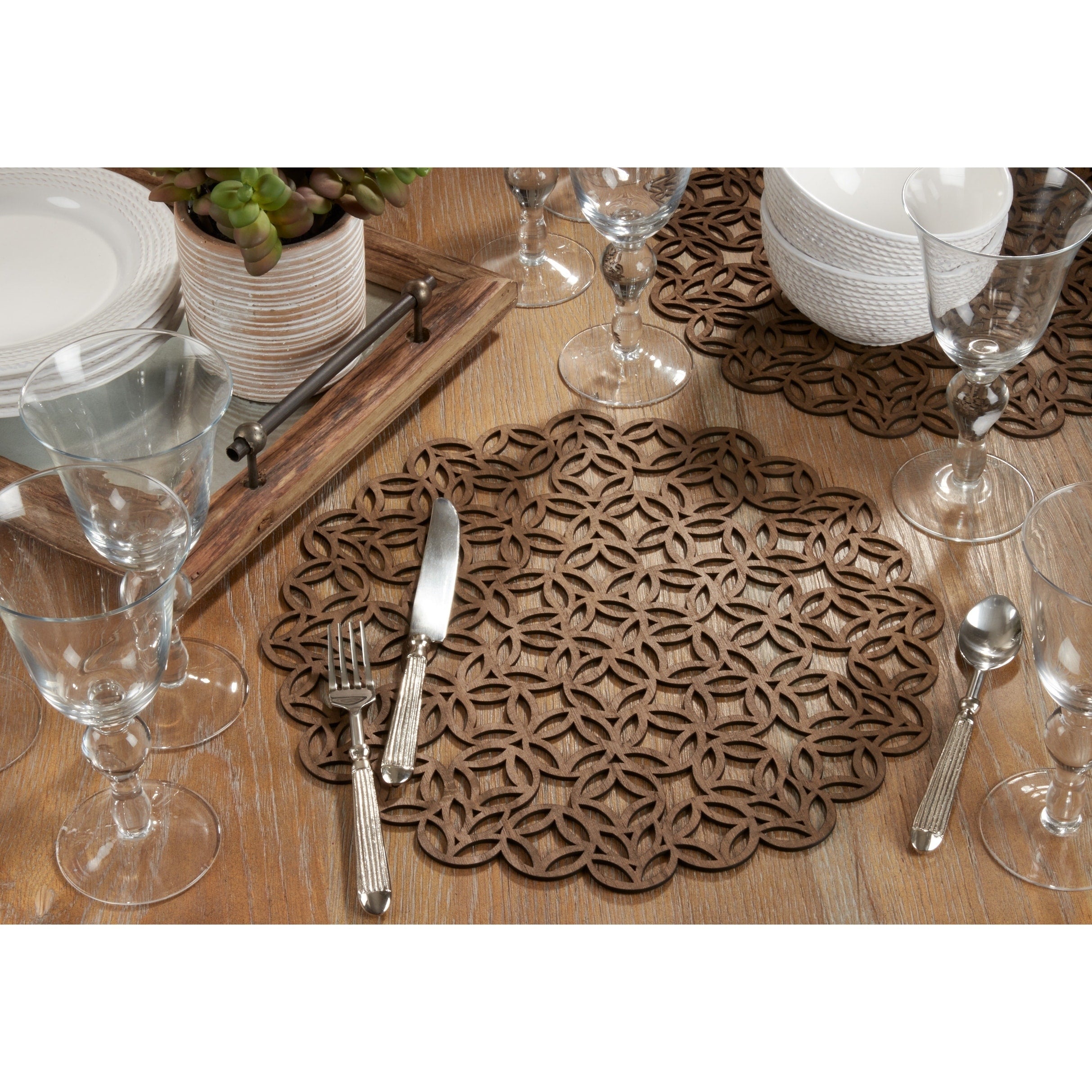 Round Placemats With Laser Cut Design Set Of 4