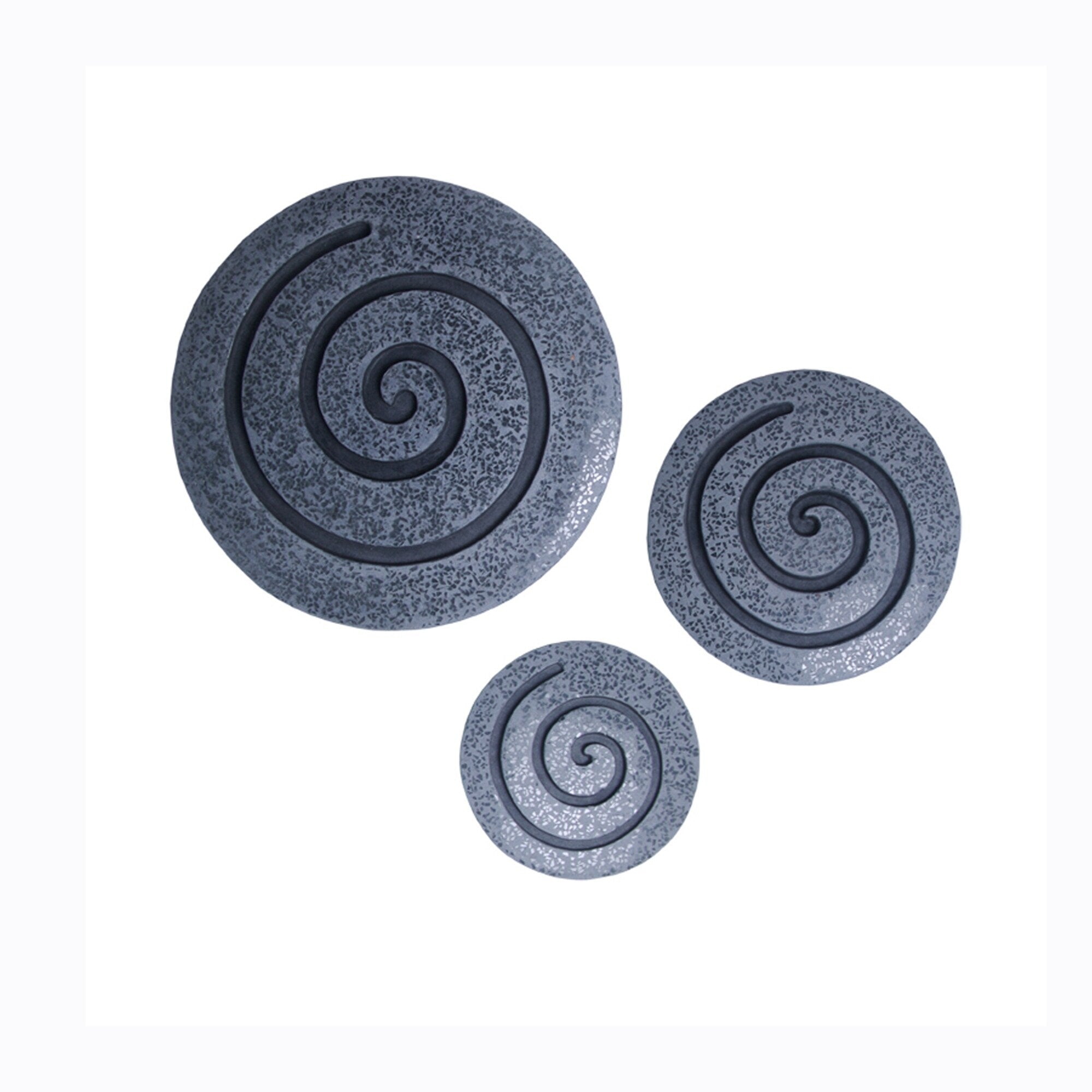 Round Sandstone And Glass Wall Decor With Spiral Design Large Gray