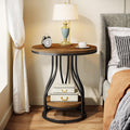 Round Side End Table 2 Tier End Tables Modern Bedside Table Small Chirside Tables With Storage For Couch Side Nightstand