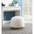 Round Soft Teddy Fabric Upholstered Ottoman Footstool With Soft Padded Seat Fully Assembled Modern Sofa Couch Footrest