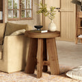 Round Solid Wood End Table Couch Side Bedside Accent Table For Bedroom Living Room