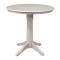 Round Top 36 X 36 Solid Wood Pedestal Table In Washed Gray Taupe Washed Gray Taupe