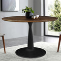 Round Walnut Color Dining Table.