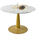 Round Artificial Marble Dining Table. White