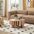 Round Wood Coffee Table Natural Finish For Living Room
