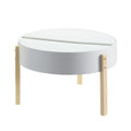 Round Wooden Coffee Table With Hidden Storage White And Brown