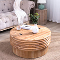 Round Wooden Coffee Table With Hidden Storage