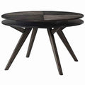 Round Wooden Dining Table With Storage Shelf Dark Brown