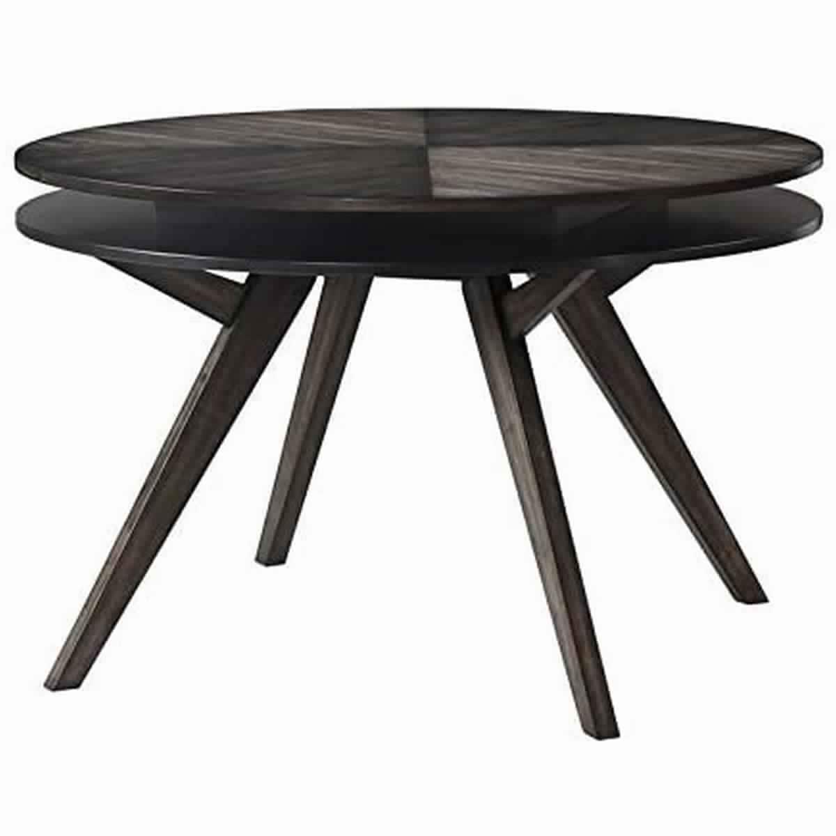 Round Wooden Dining Table With Storage Shelf Dark Brown