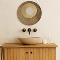Round And Ribbed Double Layer Sandstone Wall Art Large Brown And Beige