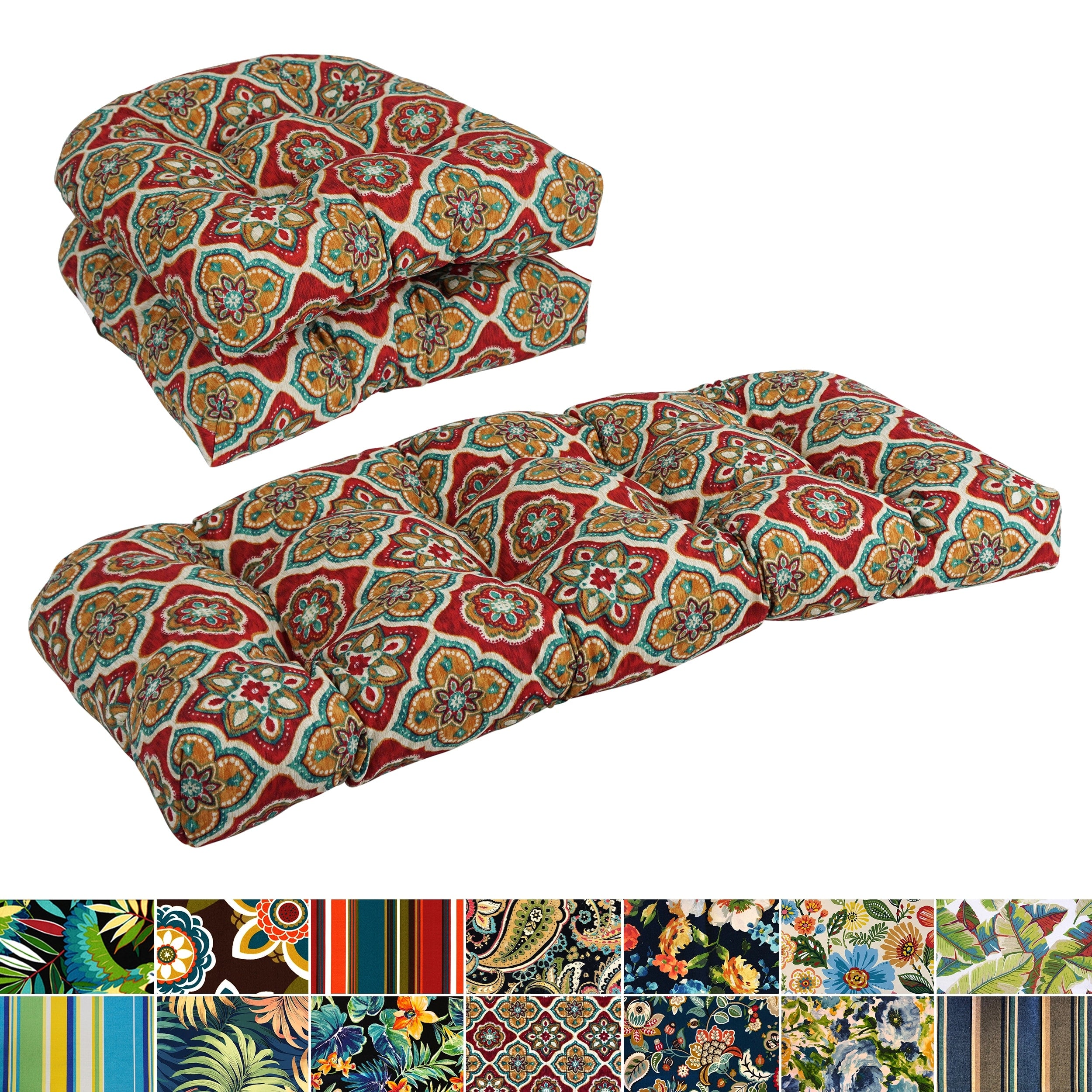 Blazing Needles All Weather 42 Inch Settee Bench Cushions Set Of 3 19 X 19
