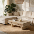 Rounded Edge Coffee Table With Flower Pattern Solid Wood Drawer Coffee Table For Living Room Office