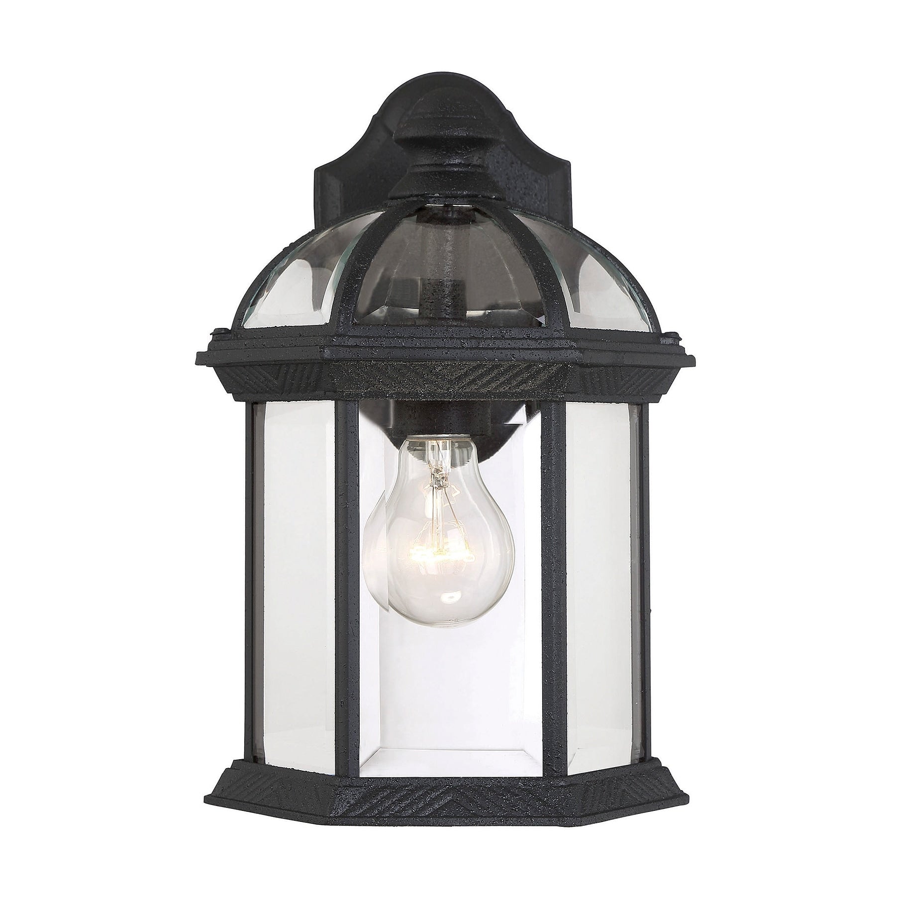 Rounded Outdoor Wall Lantern In Textured Black