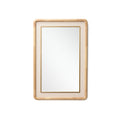 Rounded Rectangle Wall Mirror 35 Rubber Wood Frame With Pu Leather Accent 35.43 H X 23.62 W