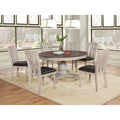 Arch Weathered Oak Dining Set Round Table Six Chairs