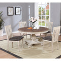 Arch Weathered Oak Dining Set Round Table Four Chairs