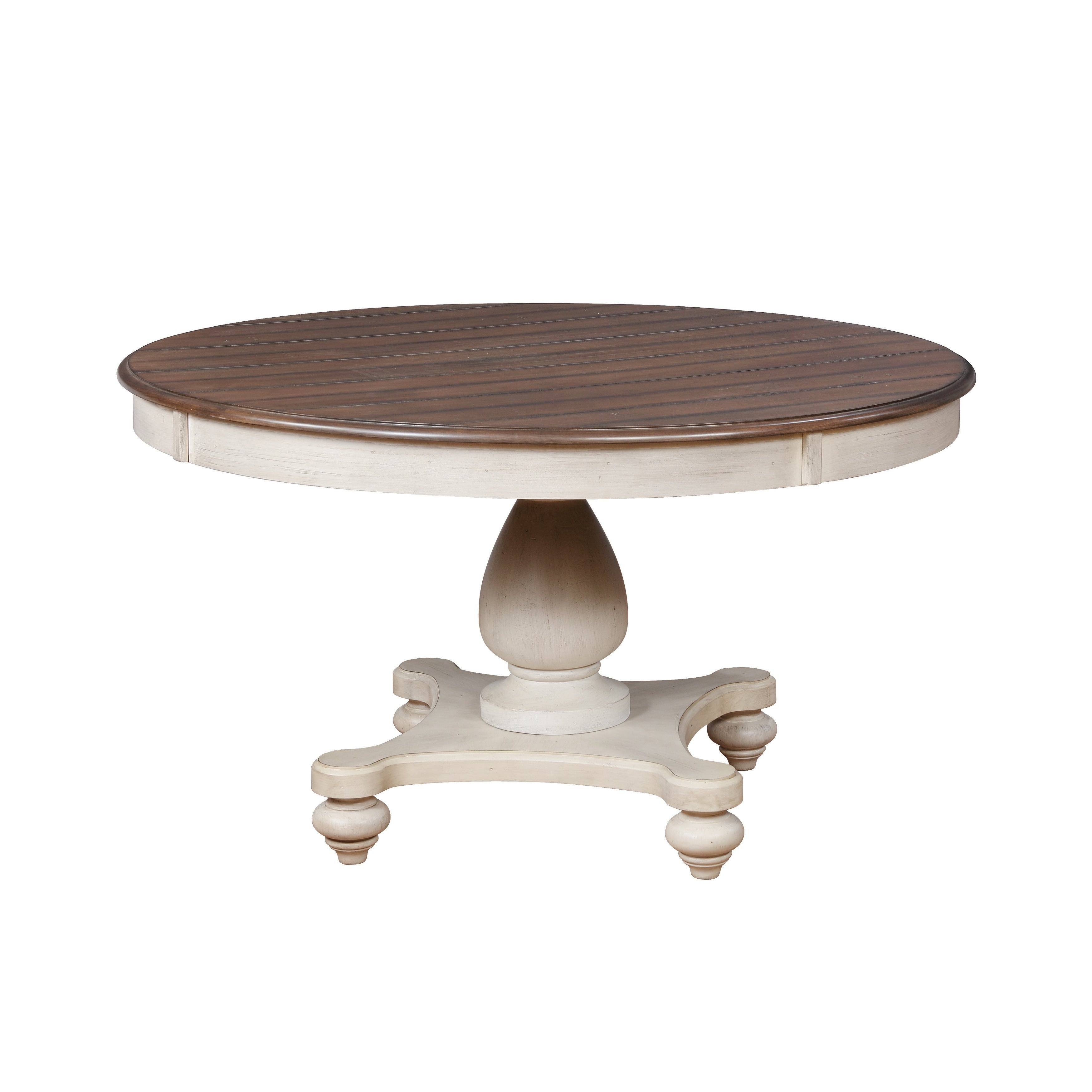 Arch Weathered Oak Round Dining Table With Pedastal Base