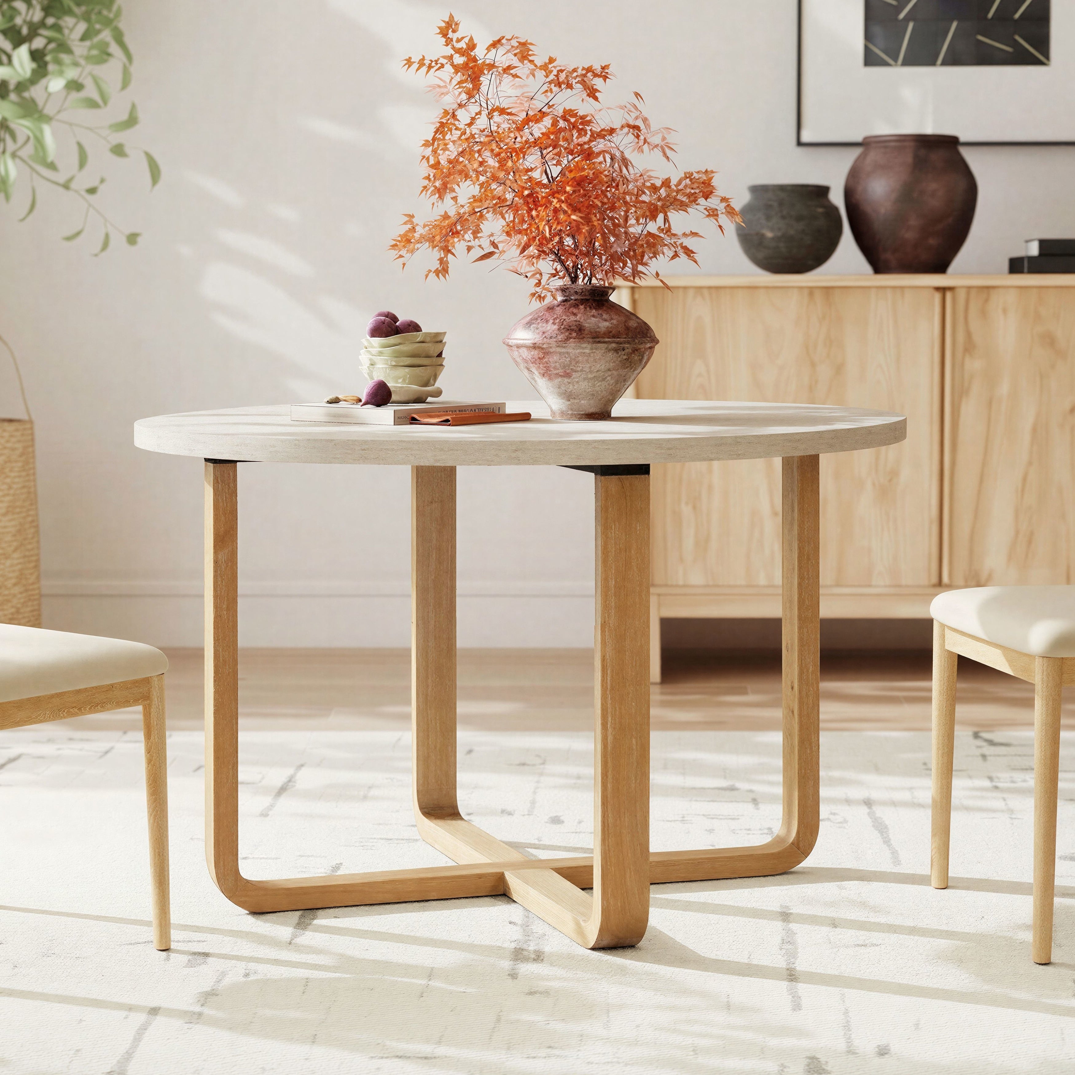 Roundhill Furniture Arden 47 Round Wood Dining Table