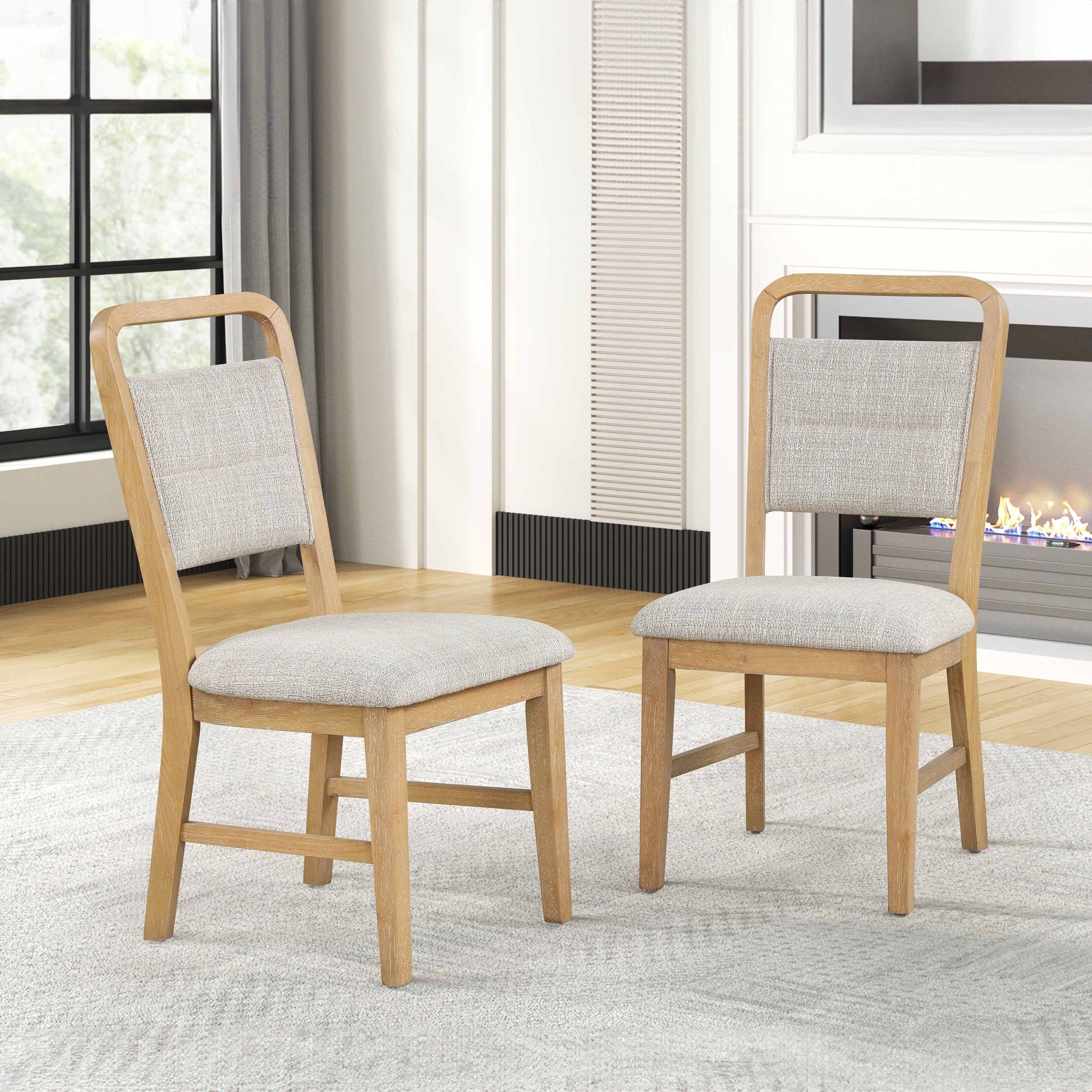 Roundhill Furniture Arden Solid Wood Frame Dining Chairs Set Of 2