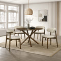 Roundhill Furniture Arnott 5 Piece Round Dining Set Walnut Finish