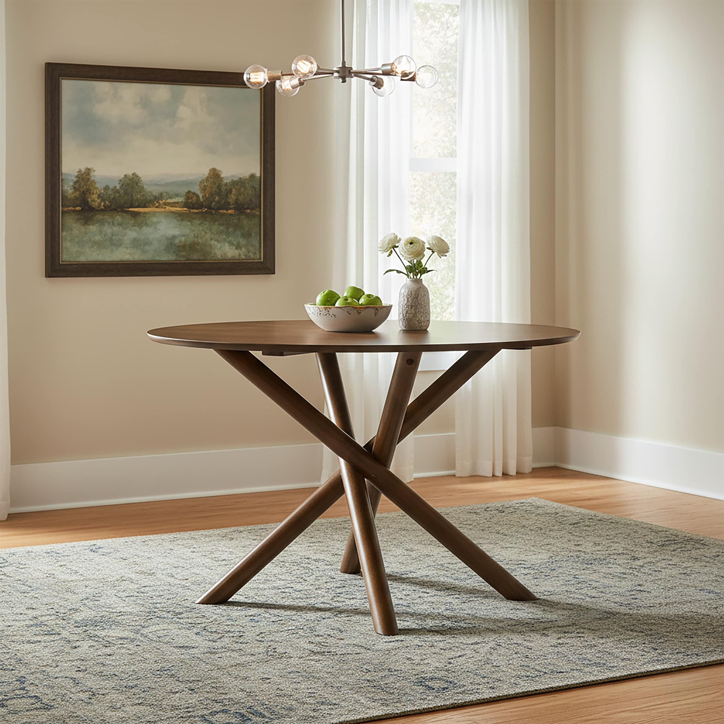 Roundhill Furniture Arnott Round Dining Table Walnut Finish