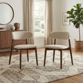 Roundhill Furniture Arnott Upholstered Dining Chairs Set Of 2 Walnut Finish.