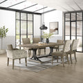 Birmingham 7 Piece Driftwood Finish Table With Nail Head Arm Chairs Dining Set