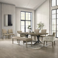 Birmingham Driftwood 8 Piece Table With Nail Head Bench And Arm Chair Dining Set