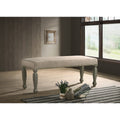 Breda Antique Gray Finish Upholstered Nailhead Bench N A