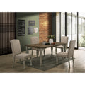 Breda Antique Gray And Dark Oak Finished Wood Dining Set Table With Four Chairs