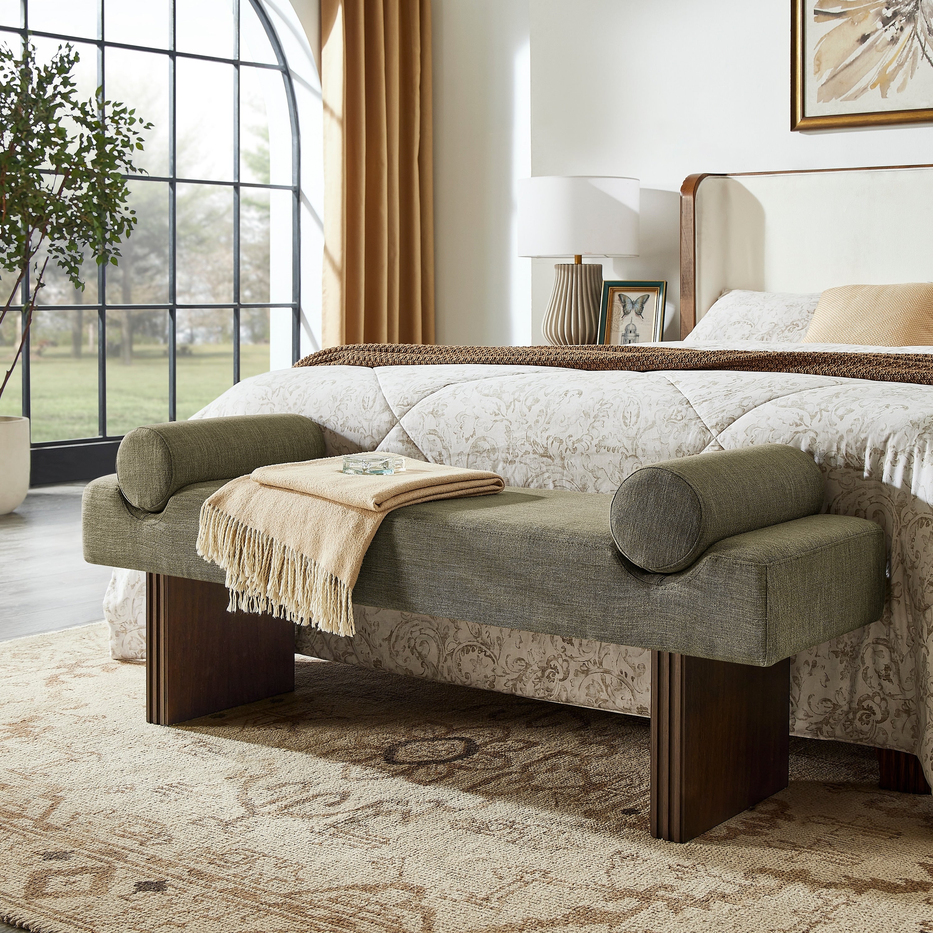 Roundhill Furniture Brooke Contemporary Upholstered Bench