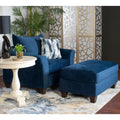 Camero Fabric Pillowback Chair With Ottoman Set In Navy Blue