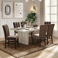Roundhill Furniture Cavira 7 Piece Modern Faux Marble Dining Set Chocolate