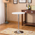 Cumar White Adjustable Height Wood And Chrome Metal Bar Table