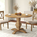 Havre Burnished Oak Finished Wood Pedestal Round Dining Table