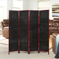 Roundhill Furniture Inkwell 4 Panel Bamboo Room Divider Folding Portable Partition Screen