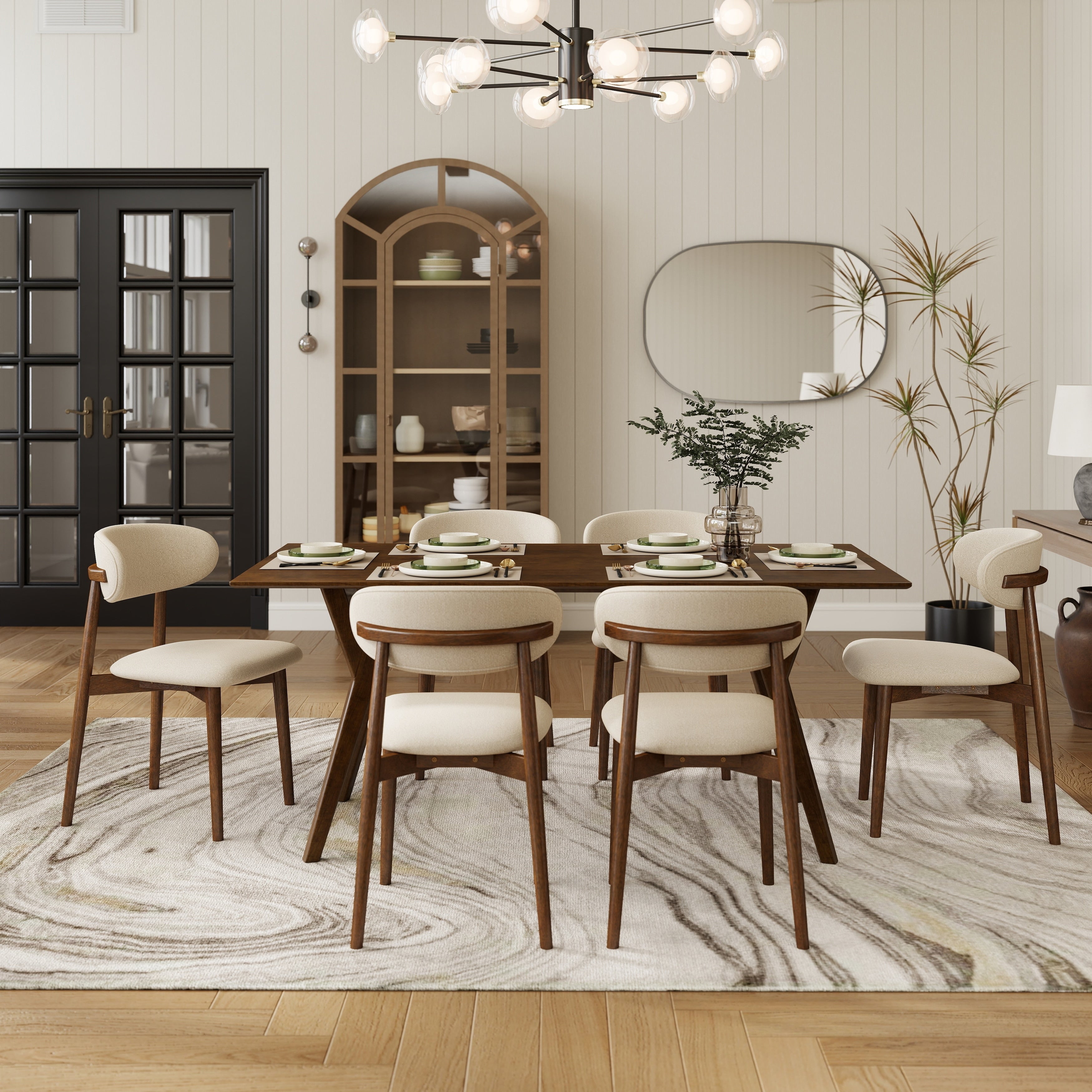 Roundhill Furniture Lavin 7 Piece Dining Set Contemporary Dining Table With 6 Stylish Chairs
